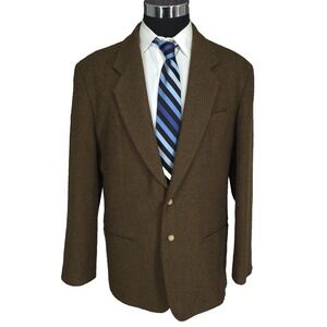 Structure Tweed Blazer Mens Medium Brown Sports Coat Jacket 2 Buttons Wool Blend